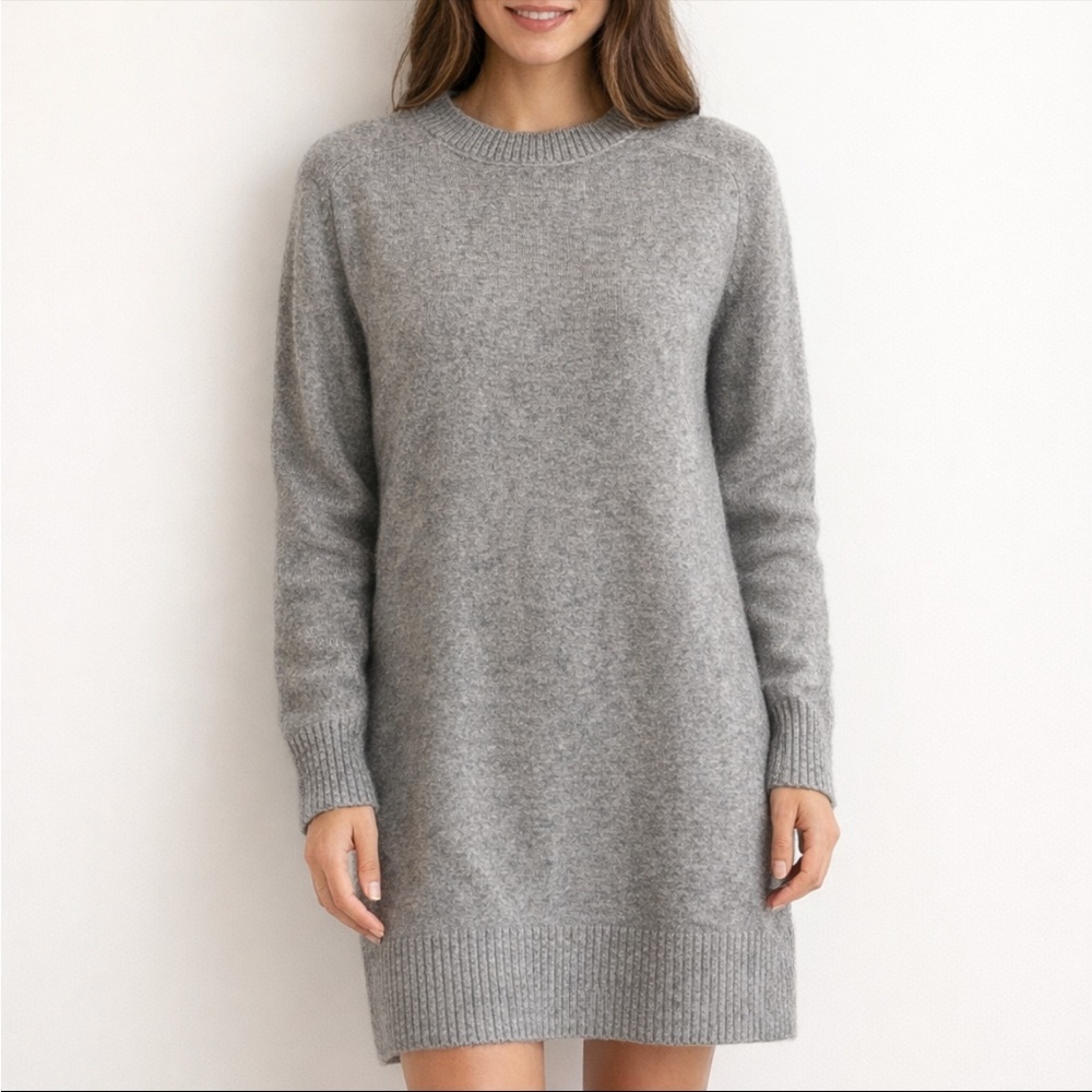 Zara Gray Knit Wool Blend Sweater Dress Minimalist Small NWT